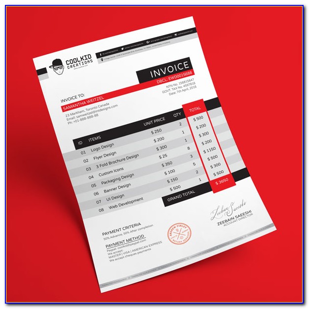 Creative Invoice Template Free Download
