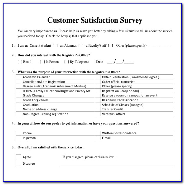 Customer Service Survey Examples