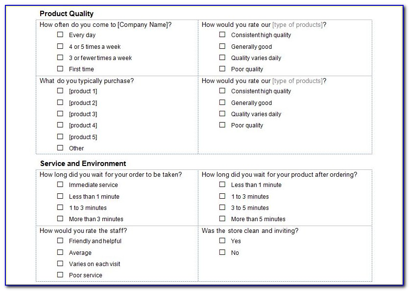 Customer Service Survey Questionnaire