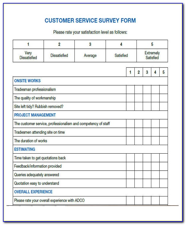 Customer Service Survey Template Pdf