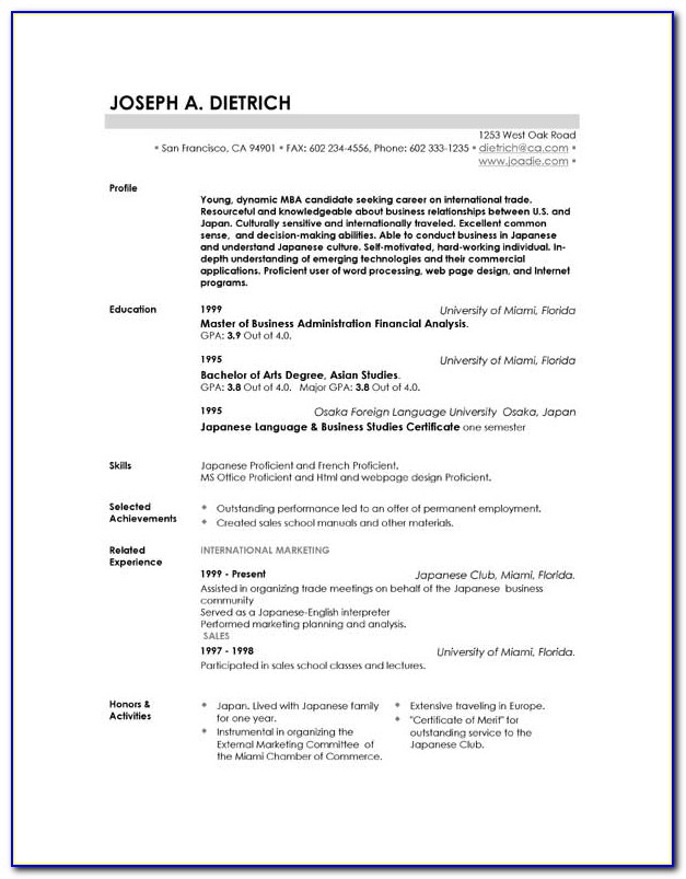 Cv Format Template Word Free Download