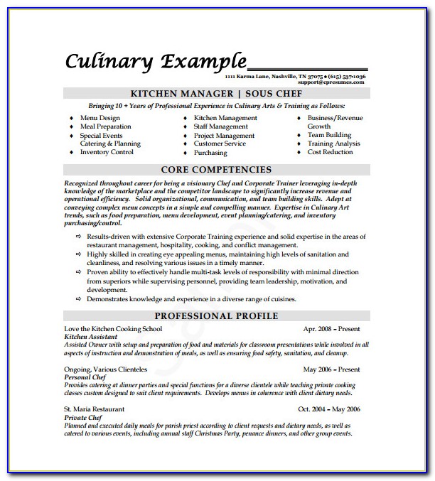 Cv Template For Chef