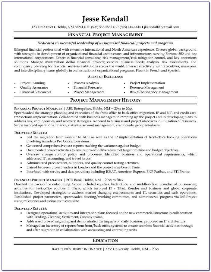 Project Management Resume Example Project Manager Resume Sample Gallery Photos