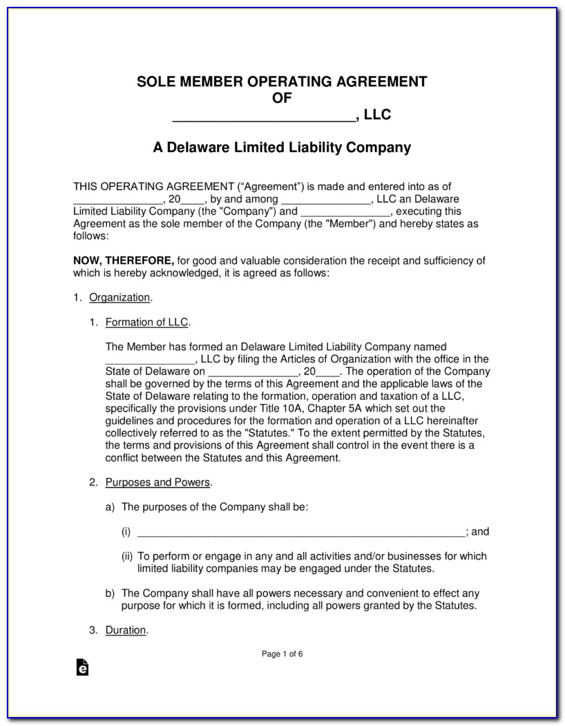 Delaware Operating Agreement Template