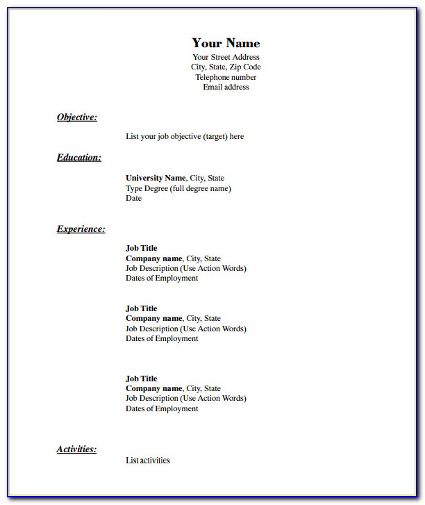 Download Blank Cv Format For Freshers