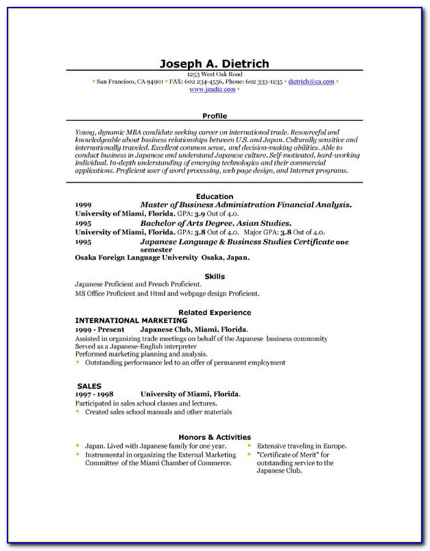 Download Free Resume Template For Word