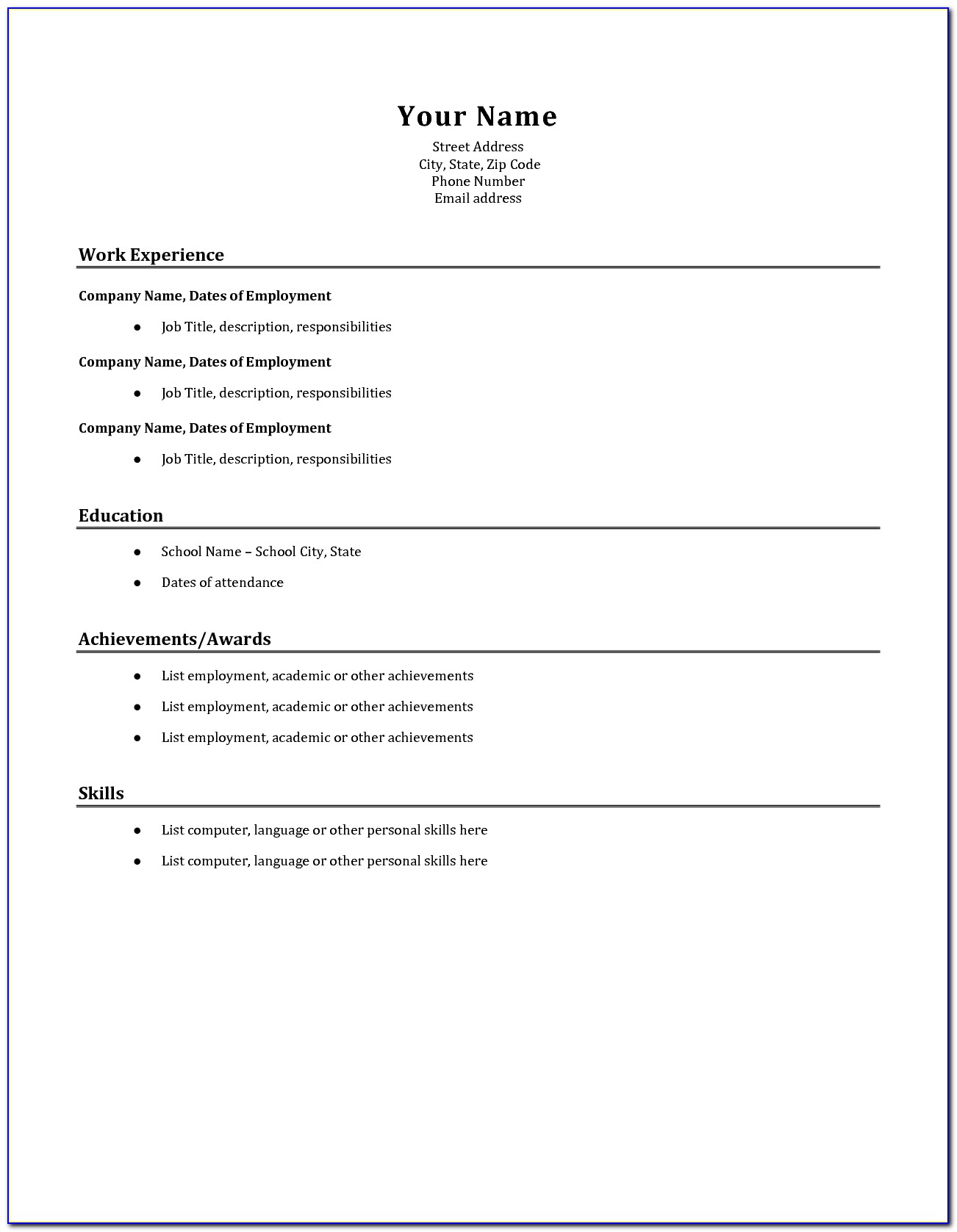 Easy To Use Resume Templates