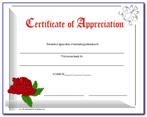 Editable Certificate Of Appreciation Template Word