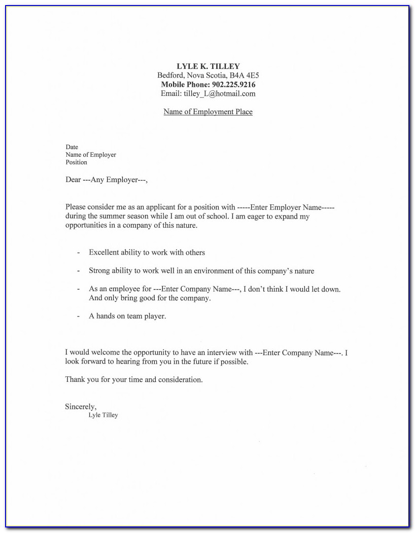 Example Of Cover Letter For Resume Internship