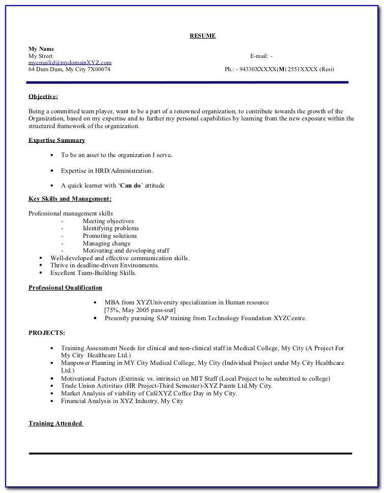 Example Of Resume Writing