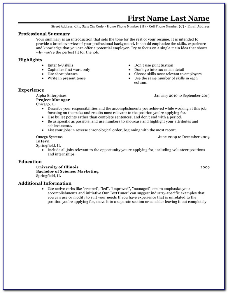 Examples Of Best Resume Format
