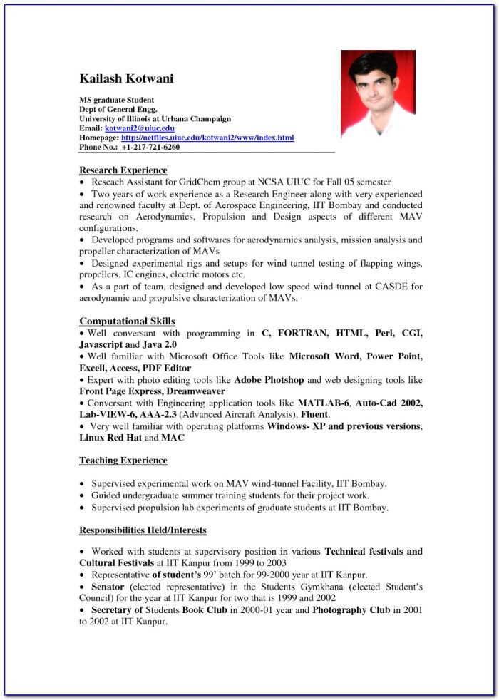 Examples Of Resume Format For Professionals