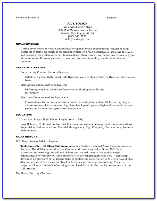 Examples Of Resumes For Retirees