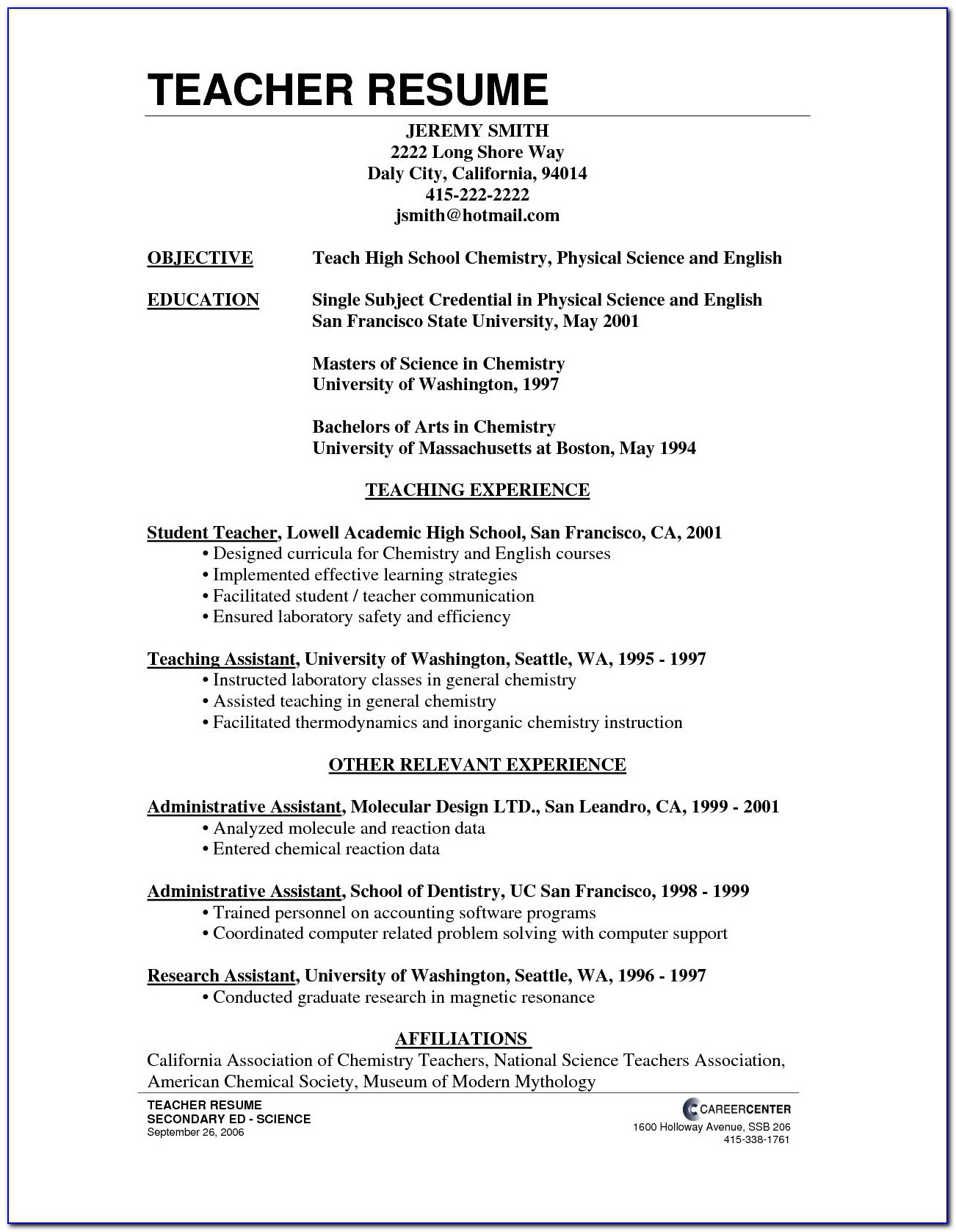 Faculty Resume Templates