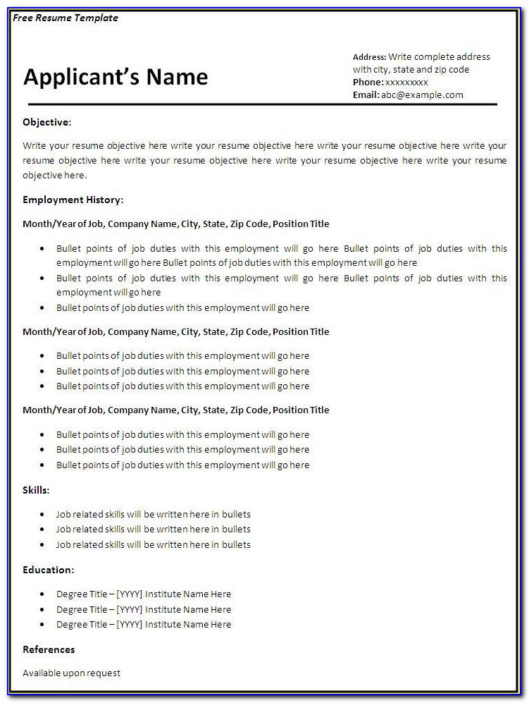 Fillable Federal Resume Template