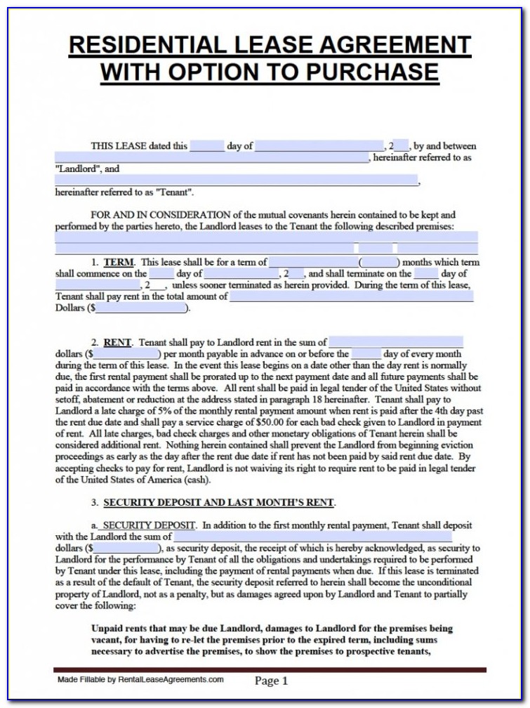 Florida Lease Agreement Template Word