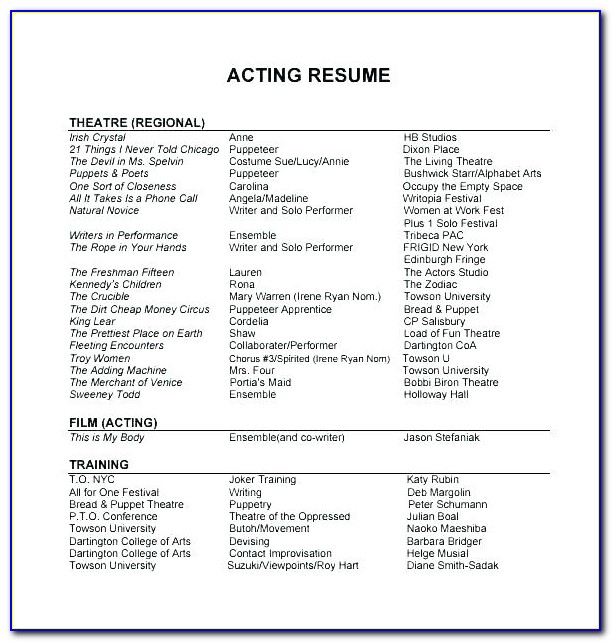 Free Acting Resume Builder