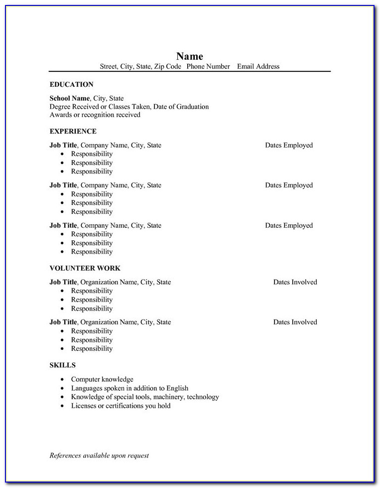 Free Blank Template For Resume