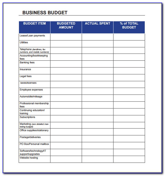 Free Business Budget Template Downloads