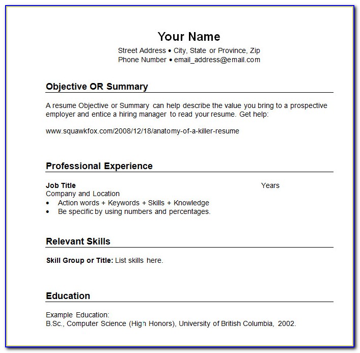 Free Chronological Resume Template 2018