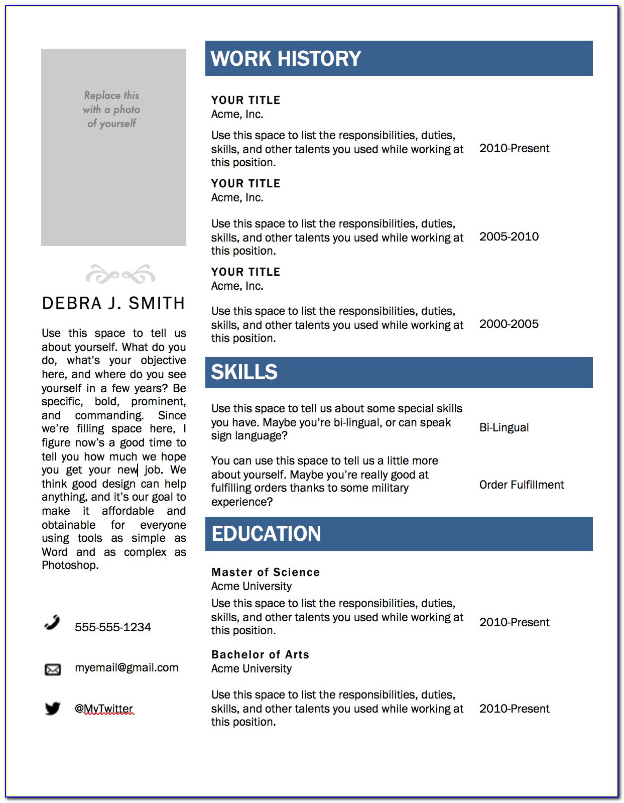 Free Creative Resume Templates Download For Microsoft Word
