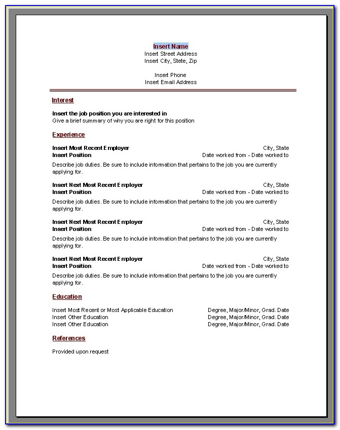 Resume Template For Word 3+ Free Download Resume / Cv Templates Intended For Resume Template Microsoft Word 2017