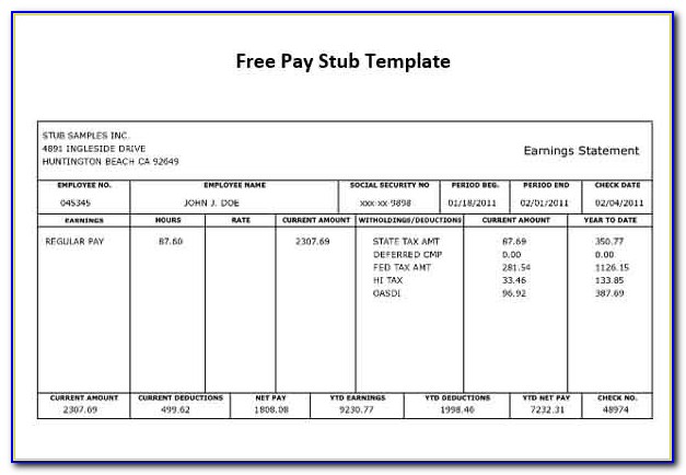 Free Paycheck Stubs Template Downloads