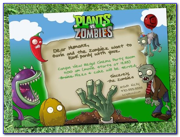 Free Plants Vs Zombies Birthday Invitation Template
