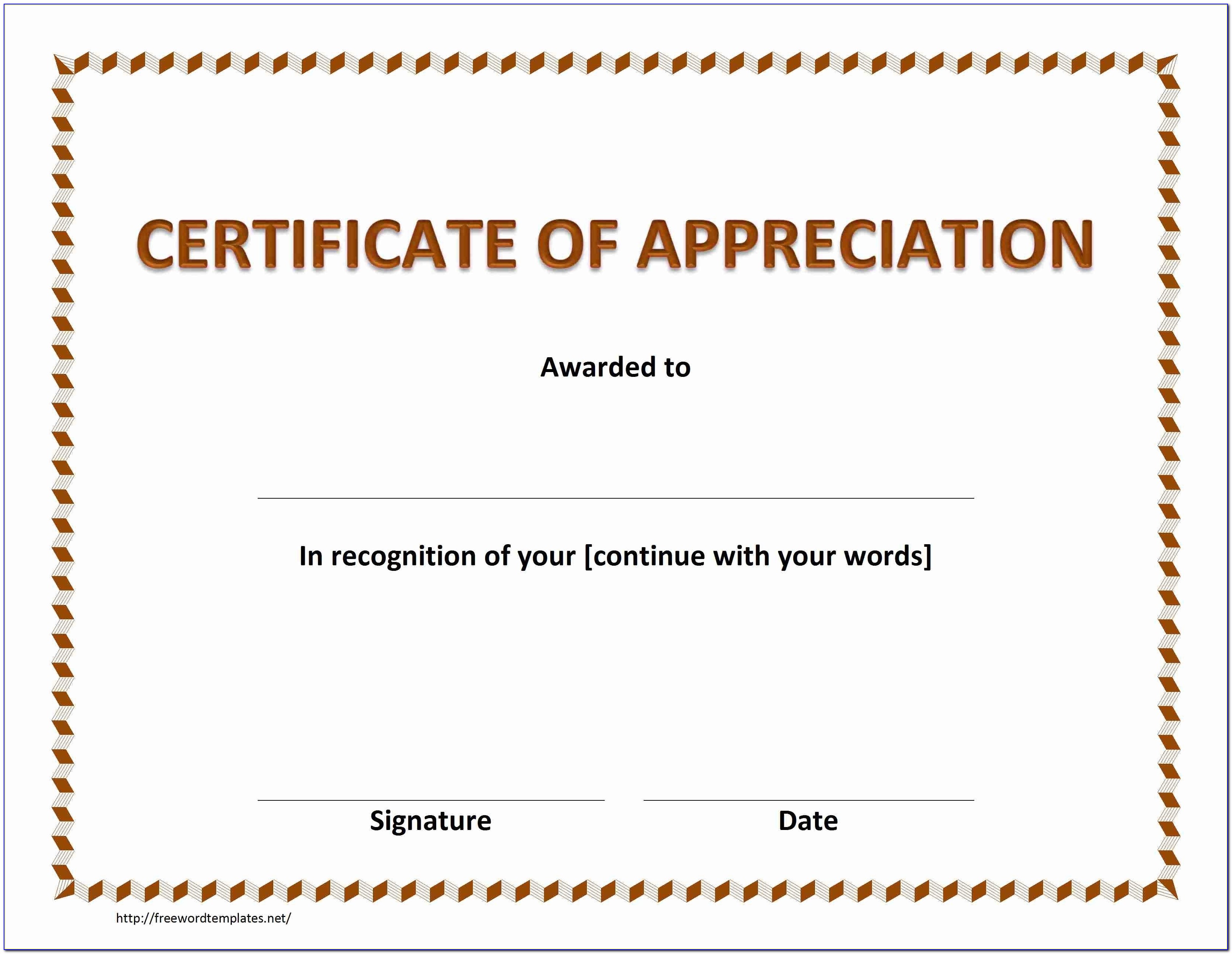 Free Printable Certificate Of Appreciation Templates