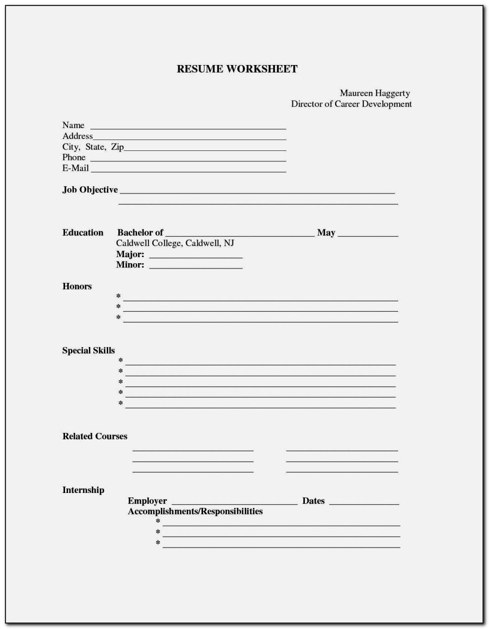Fill In Blanks Resume Template Free