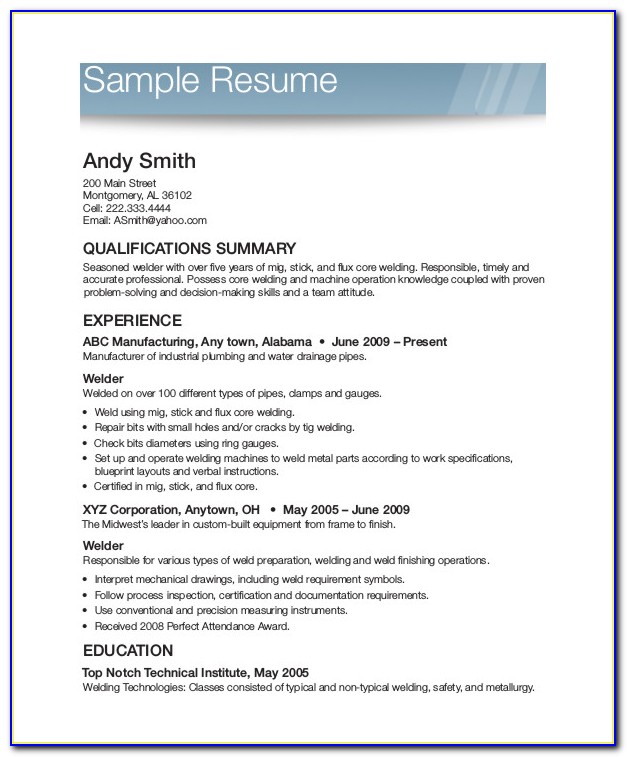 Free Printable Sample Resume Templates