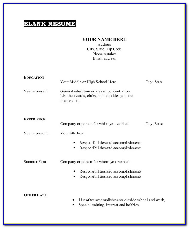 Free Printable Template Resume