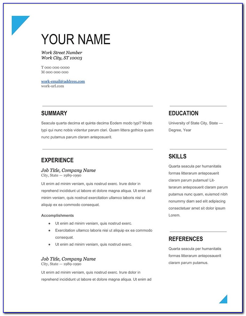 Free Resume Format Download In Ms Word 2007