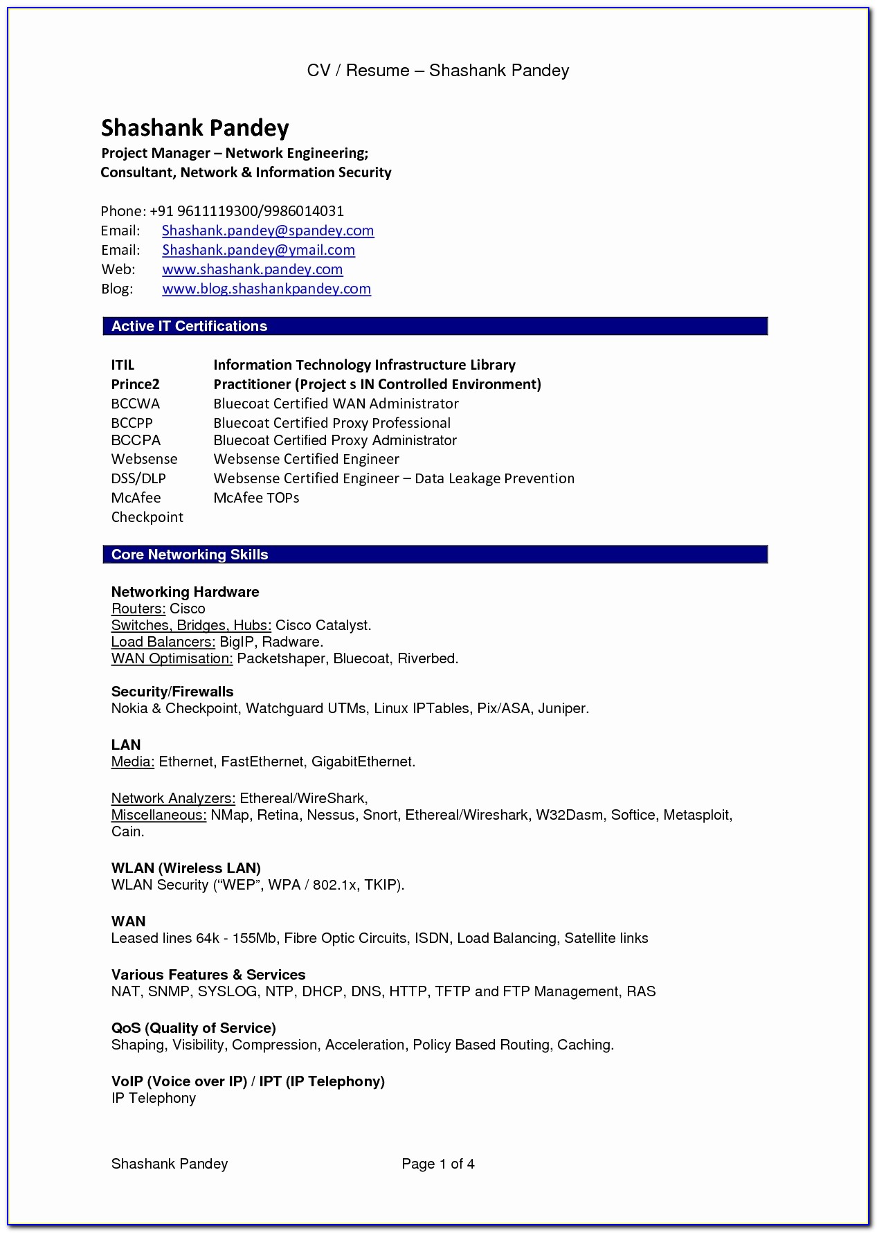Free Resume Format For Freshers Pdf