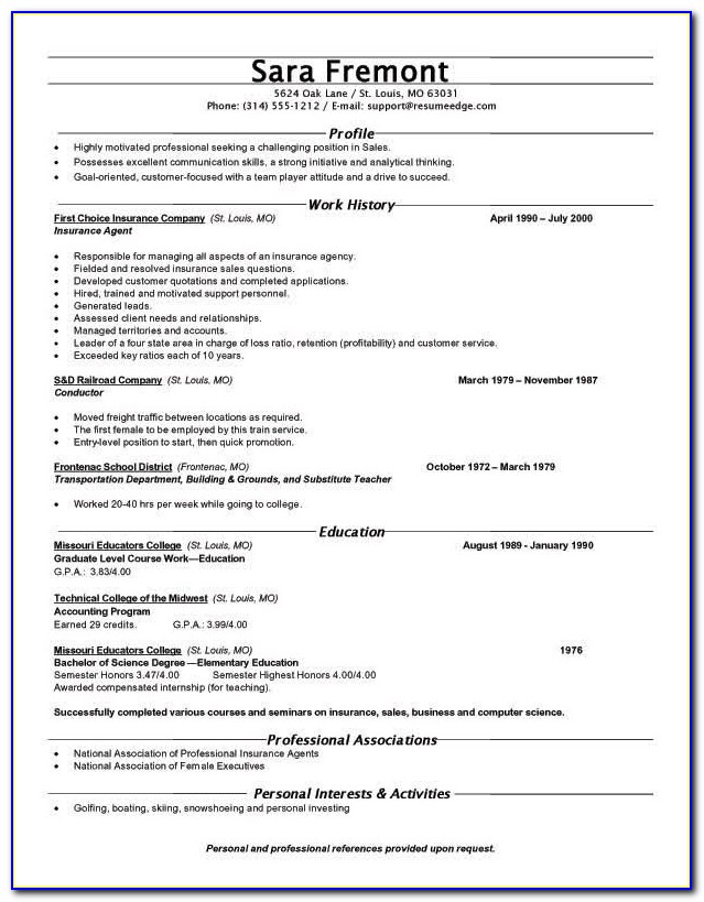Free Resume Template Printout