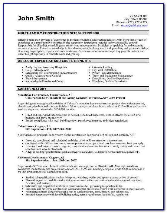 Free Resume Templates Construction Laborer