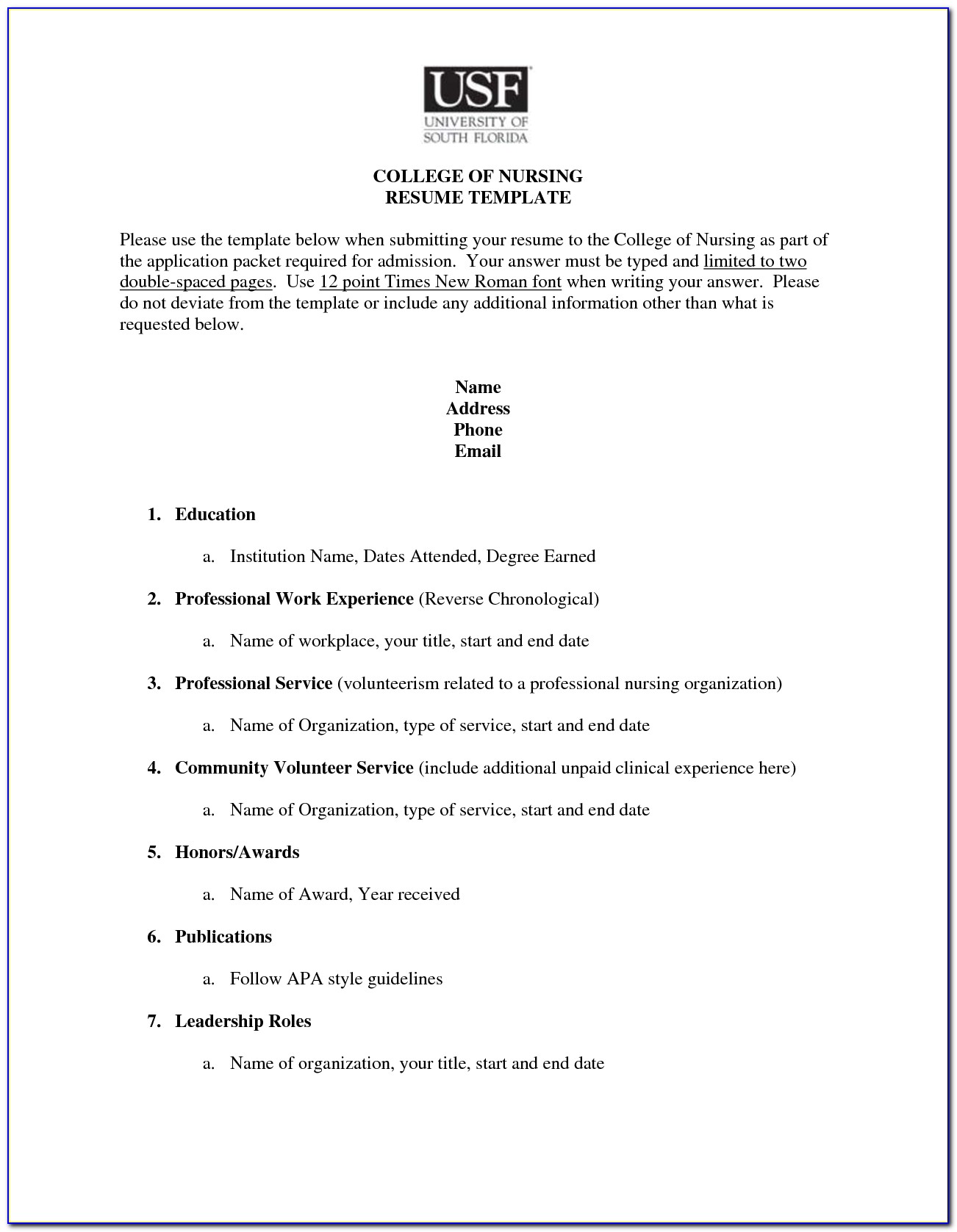 Free Resume Templates For College Admissions
