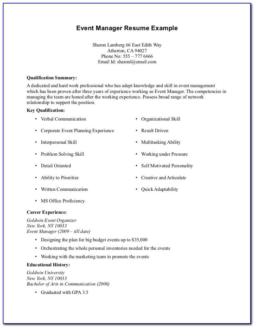 Free Resume Templates For Students With No Work Experience