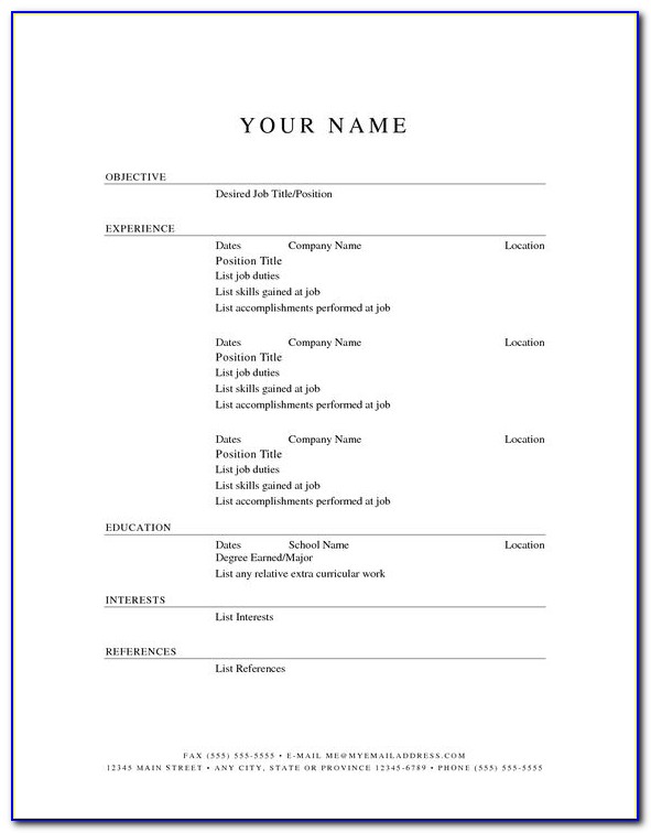 Free Resume Templates To Print Out