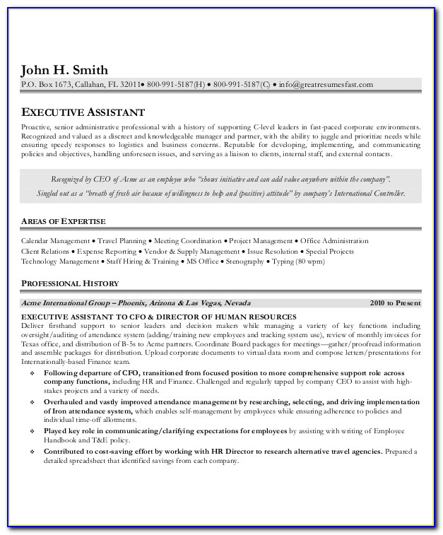 Free Sample Executive Assistant Resume Templates