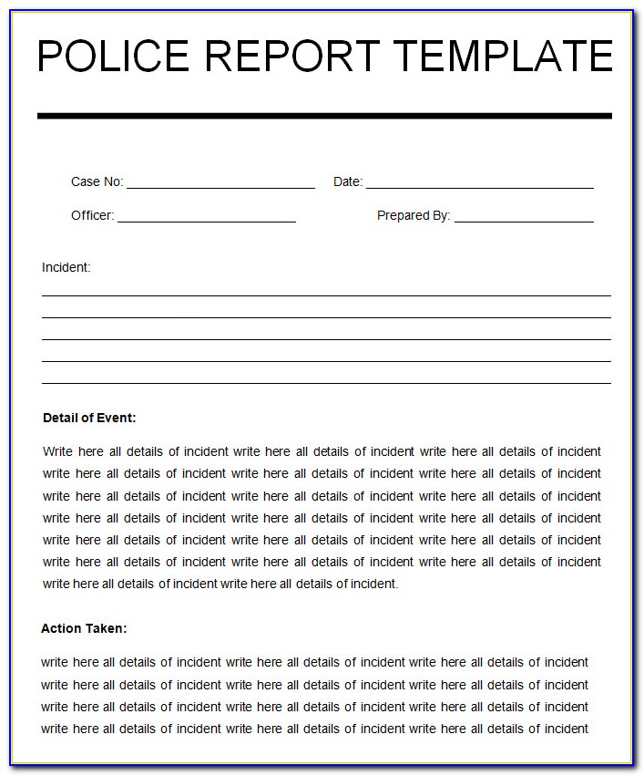 Free Sample Police Report Template