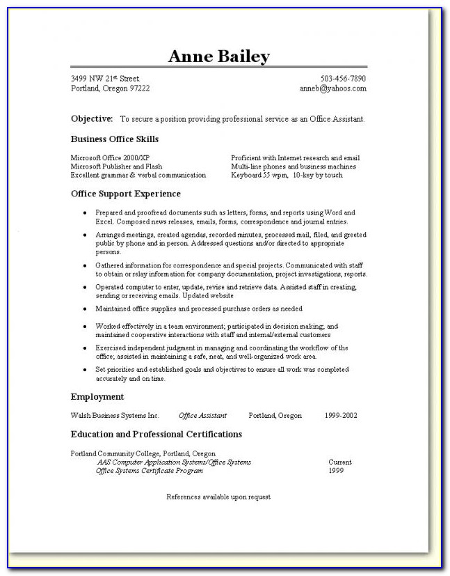 Free Sample Resume For Medical Office Assistant