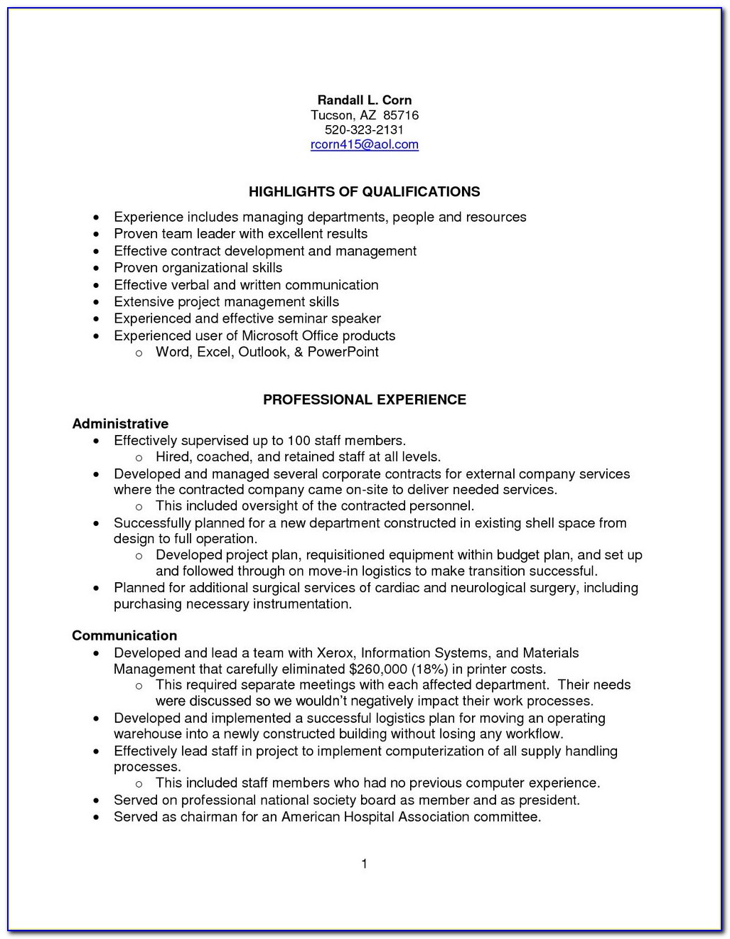 Free Sample Resume For Sterile Processing Technician