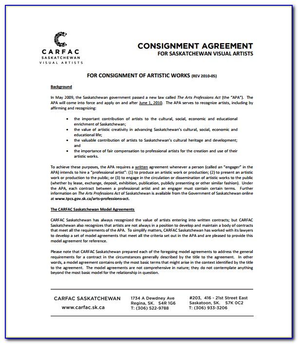 Furniture Consignment Contract Template