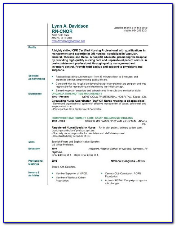 Gnm Nursing Resume Format Free Download