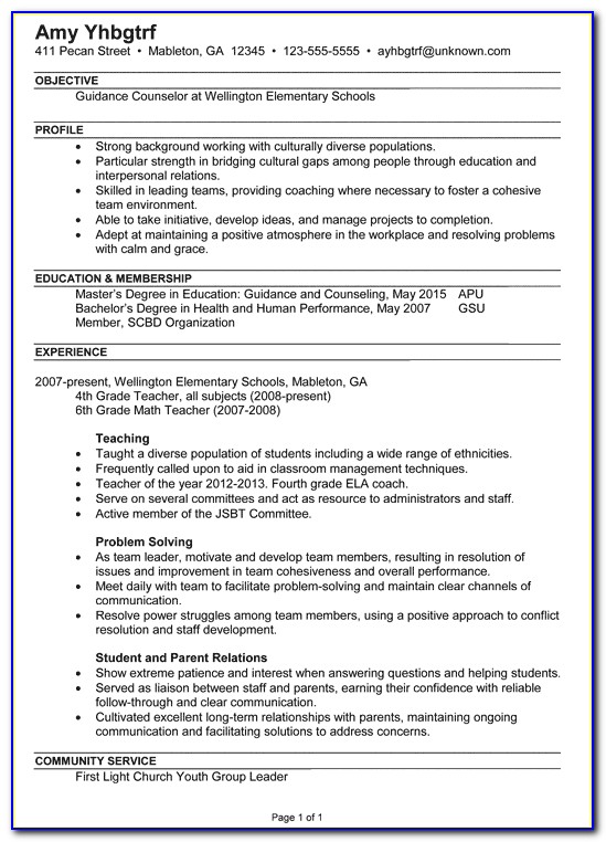Guidance Counselor Resume Template