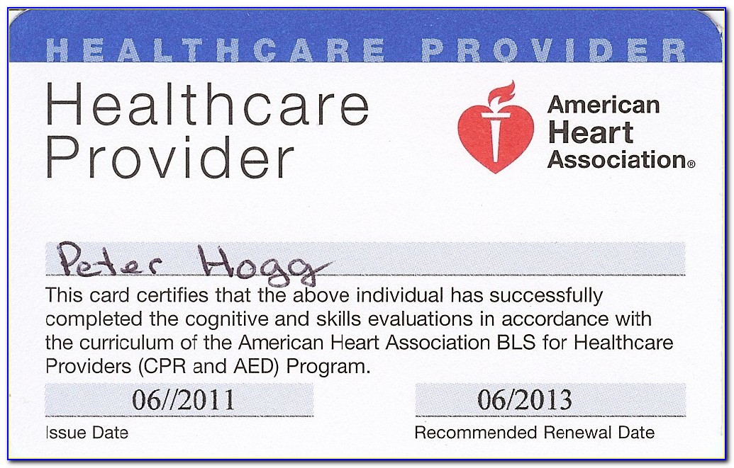 Heartsaver Cpr Aed Card Template