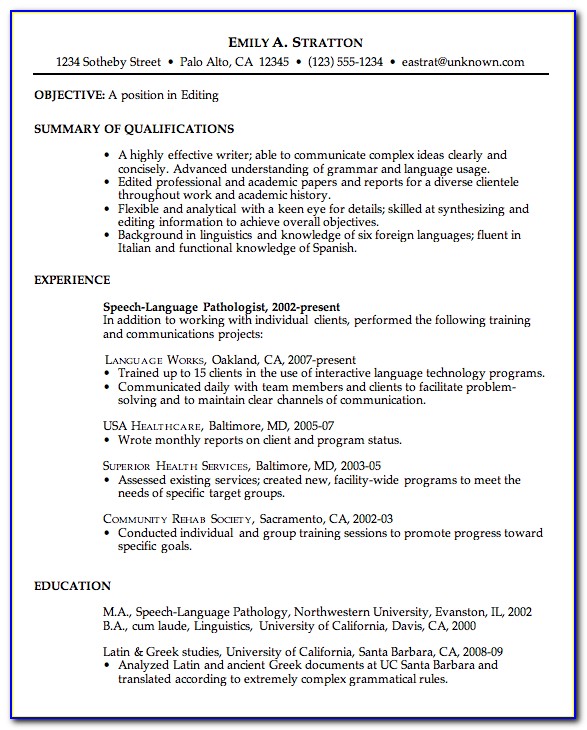 Hints For A Good Resume
