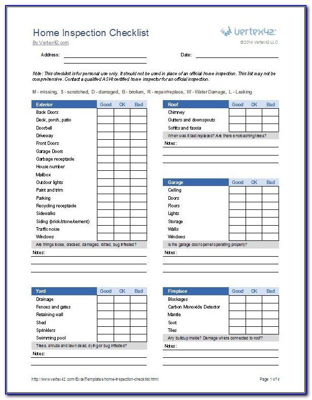 Home Inspection Form Template Free