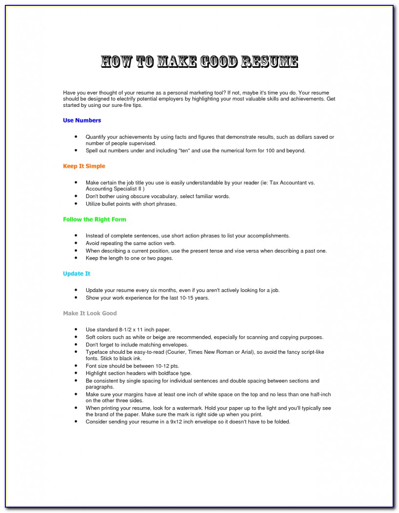 How To Make A Resume Job Examples